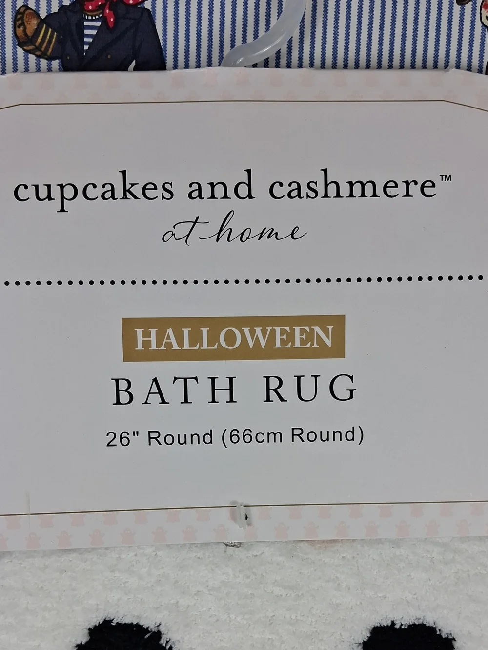 Cupcakes & Cashmere At Home Halloween Collection Ghost Pink Bow Circle Bath Mat